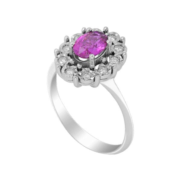 Elegant 18k White Gold Sapphire Diamond Ring