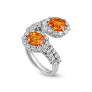 Luxurious 18k White Gold Diamond and Yellow Sapphire Ring