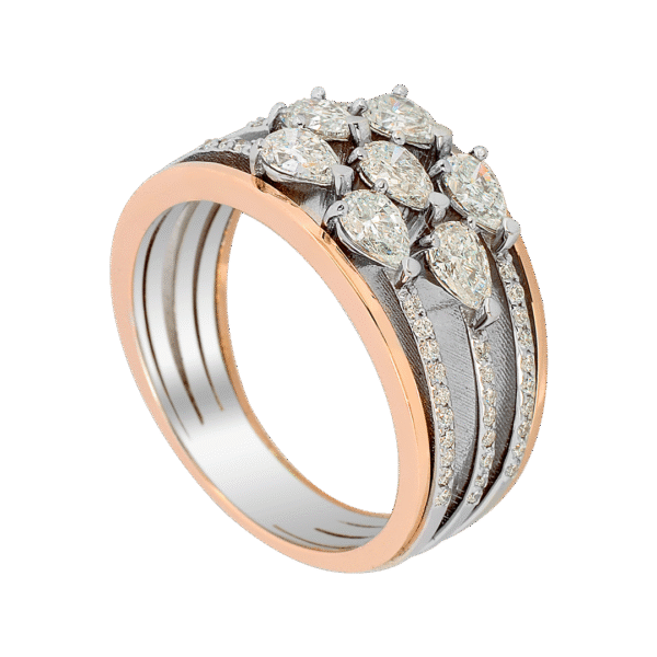Dual-Tone 18k Rose and White Gold Diamond Ring