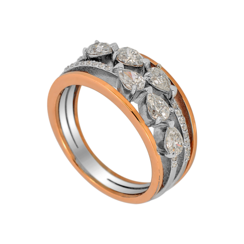 18k Rose and White Gold Diamond Ring