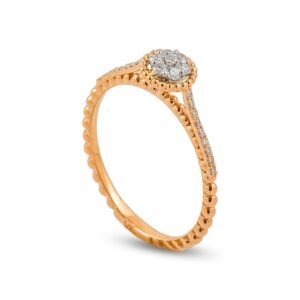 Elegant 18k Rose and White Gold Diamond Ring