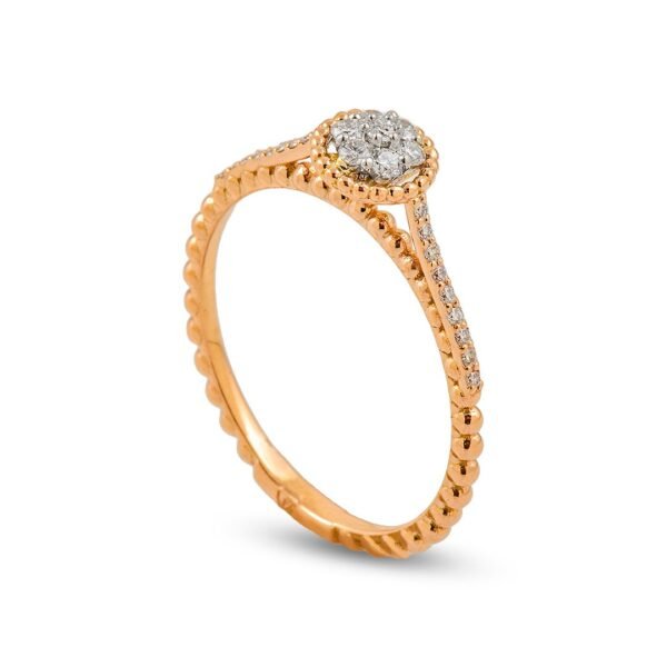 Elegant 18k Rose and White Gold Diamond Ring