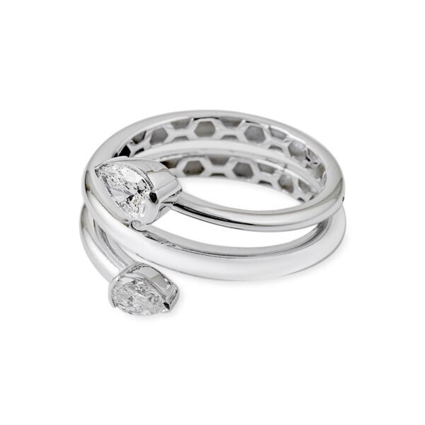Elegant Allure White Gold Pear Diamond Ring - Image 3