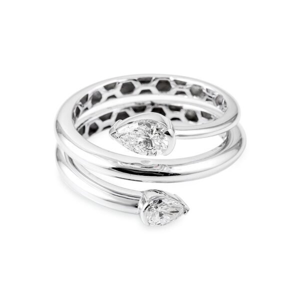 Elegant Allure White Gold Pear Diamond Ring - Image 2