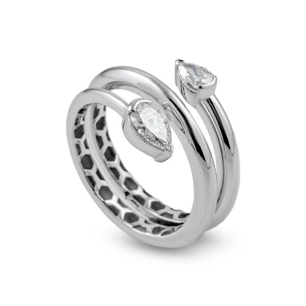Elegant Allure White Gold Pear Diamond Ring