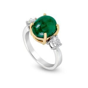 18k Yellow and White Gold Colombian Emerald and Diamond Ring
