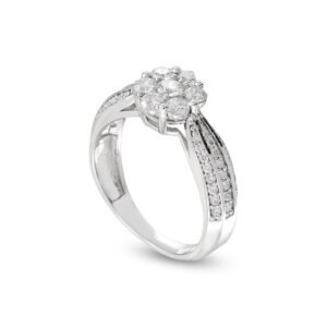 White Gold Diamond Ring – 55 Round Diamonds