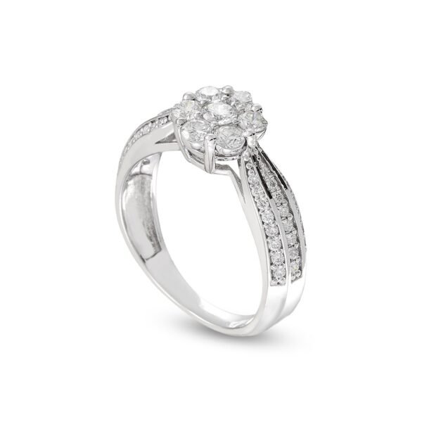 White Gold Diamond Ring – 55 Round Diamonds