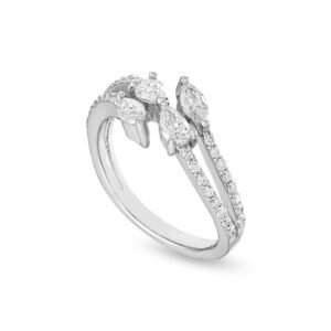White Gold Ring – Pear & Round Diamonds