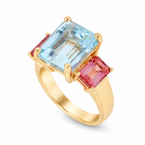 18k yellow gold tourmaline and aquamarine