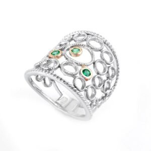 Elegant 18K White and Rose Gold Tsavorite Gemstone Ring