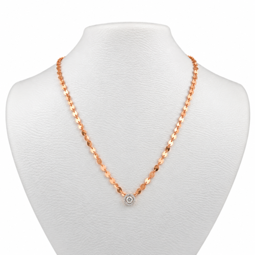 18k rose and white gold diamond necklace