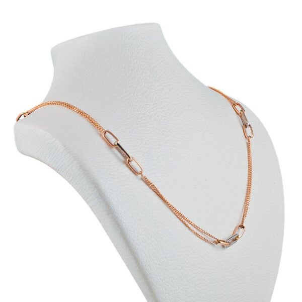 Elegant 18k Rose and White Gold Diamond Necklace - Image 2