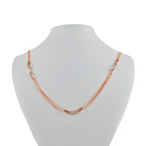 Elegant 18k Rose and White Gold Diamond Necklace