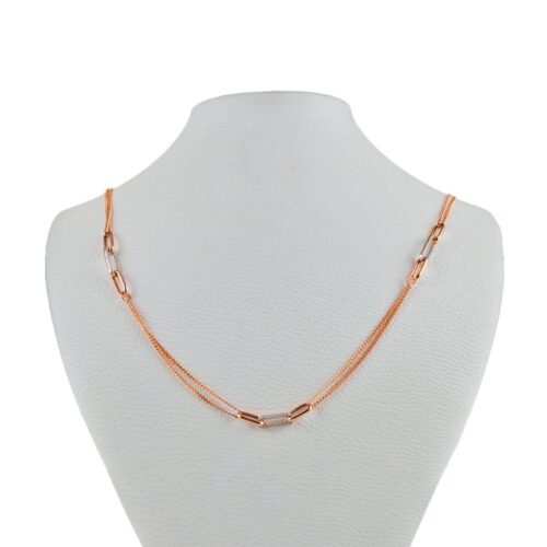 Elegant 18k Rose and White Gold Diamond Necklace