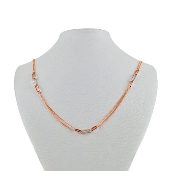 Elegant 18k Rose and White Gold Diamond Necklace