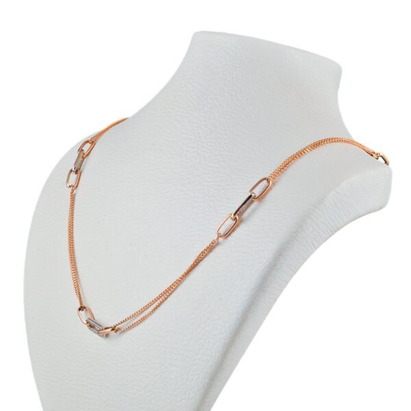 Elegant 18k Rose and White Gold Diamond Necklace - Image 3
