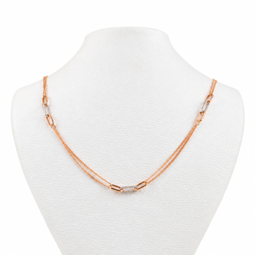 18k rose and white gold diamond necklace