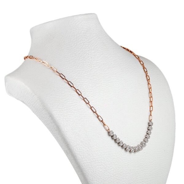 18k Rose and White Gold Diamond Necklace - Image 2