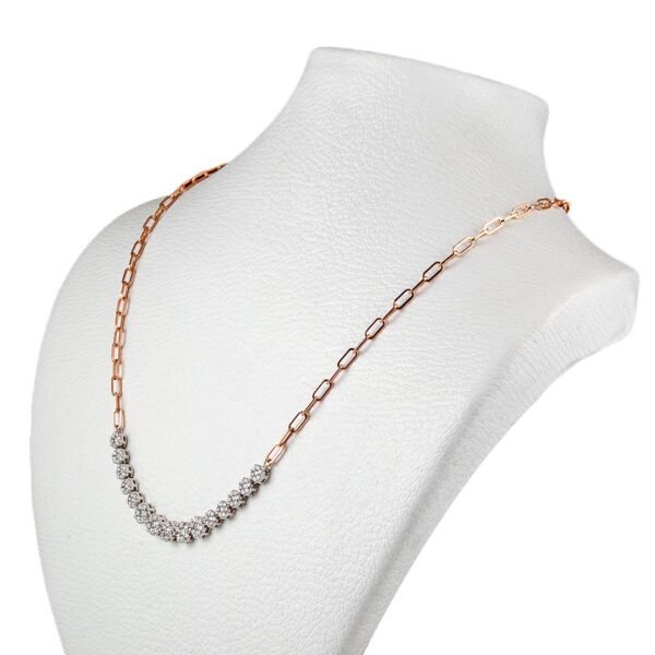 18k Rose and White Gold Diamond Necklace - Image 3