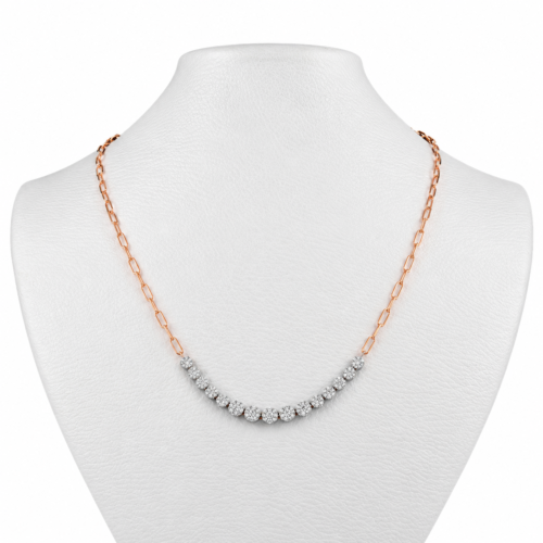 18k rose and white gold diamond necklace