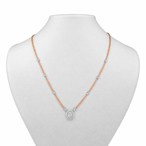 18k rose and white gold diamond necklace