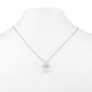 Elegant 18k White Gold Cross Diamond Necklace