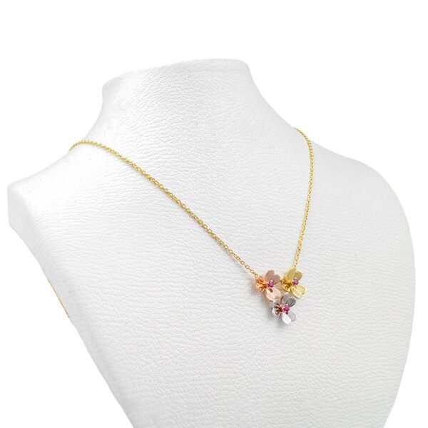 Three-Tone Gold Ruby Necklace in 18K with Natural Rubies - Image 2