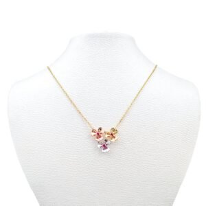 Three-Tone Gold Ruby Necklace in 18K with Natural Rubies