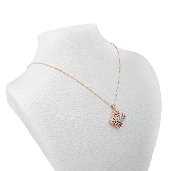 Two-Tone Rose & White Gold Diamond Necklace 18K - Image 2