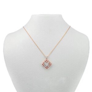 Two-Tone Rose & White Gold Diamond Necklace 18K