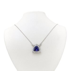 18K White Gold Tanzanite and Diamond Necklace