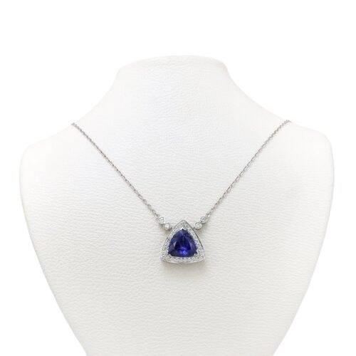 18K White Gold Tanzanite and Diamond Necklace