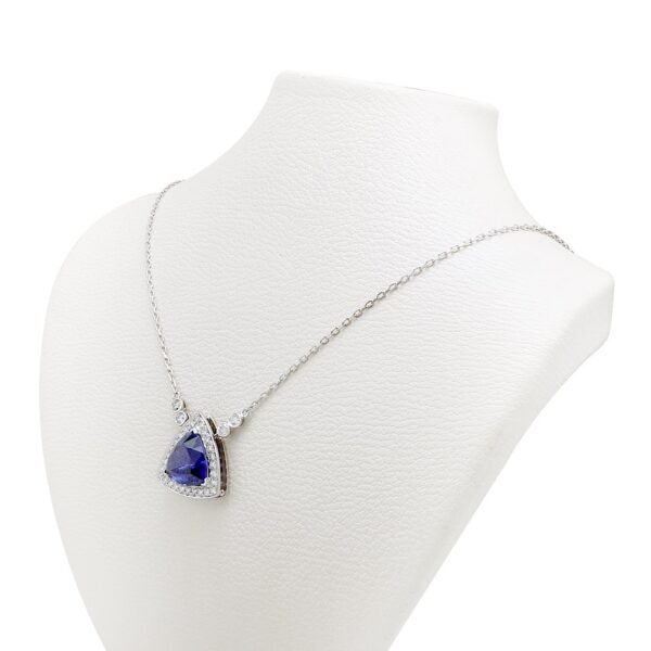 18K White Gold Tanzanite and Diamond Necklace - Image 2