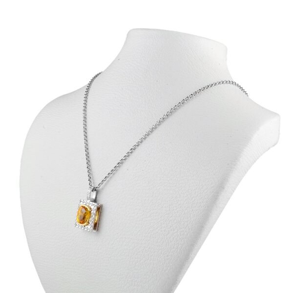 Elegant 18K Gold, Diamond, and Yellow Sapphire Pendant - Image 3