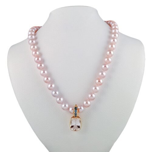 Morganite Aquamarine Pendant in 18K Yellow Gold