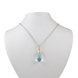 18K Gold Diamond and Aquamarine Pendant