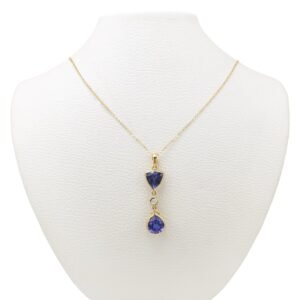18k Yellow Gold Tanzanite Pendant with Diamond Accent