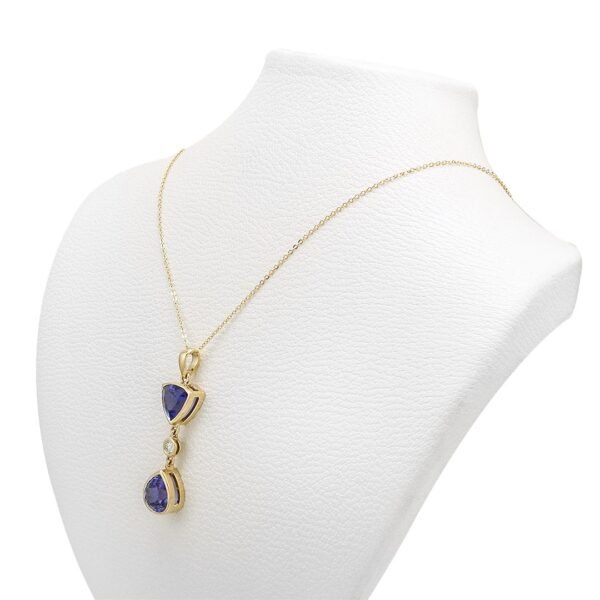 18k Yellow Gold Tanzanite Pendant with Diamond Accent - Image 3
