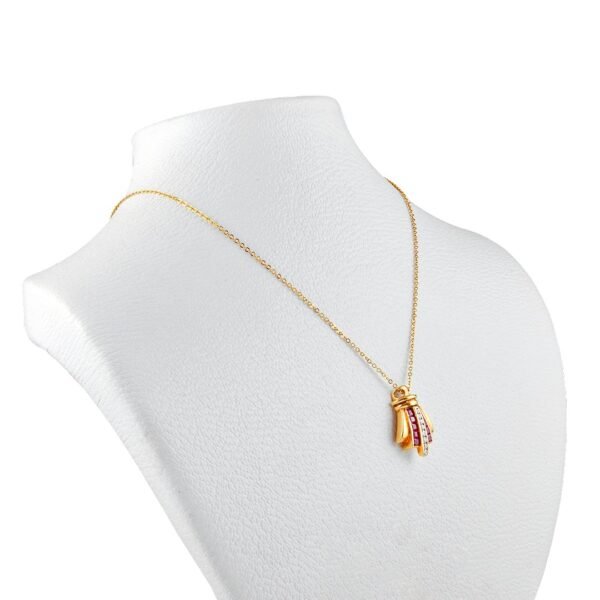 Regal Radiance: 18K Yellow Gold Diamond and Ruby Pendant - Image 2