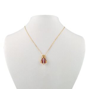 Regal Radiance: 18K Yellow Gold Diamond and Ruby Pendant