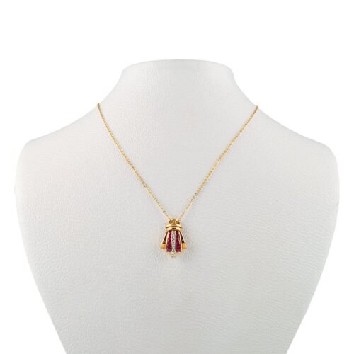 Regal Radiance: 18K Yellow Gold Diamond and Ruby Pendant