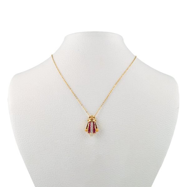 Regal Radiance: 18K Yellow Gold Diamond and Ruby Pendant