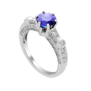 18K White Gold Ceylon Sapphire Diamond Ring