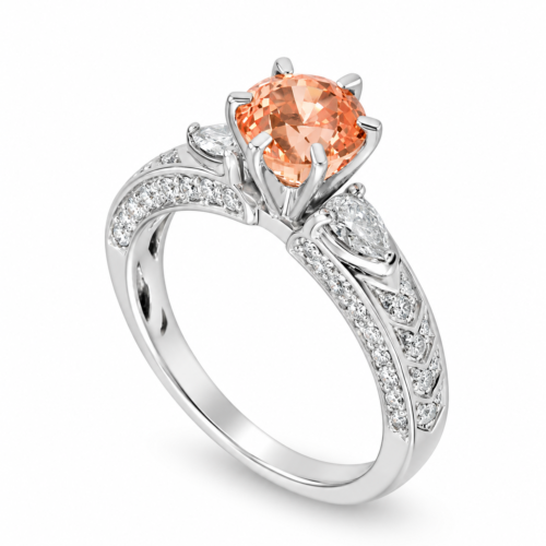 18K White Gold Diamond and Yellow Sapphire Ring