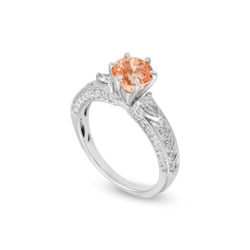 18K White Gold Diamond and Yellow Sapphire Ring