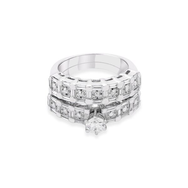 18k White Gold Diamond Set with Baguette and Brilliant Diamonds - Image 3