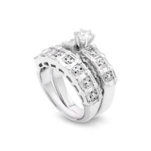 18k White Gold Diamond Set with Baguette and Brilliant Diamonds