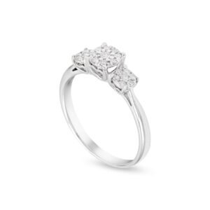 White Gold Solitaire Ring with 23 Diamonds