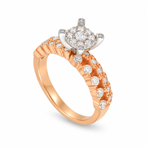 18K Rose and White Gold Solitaire Ring